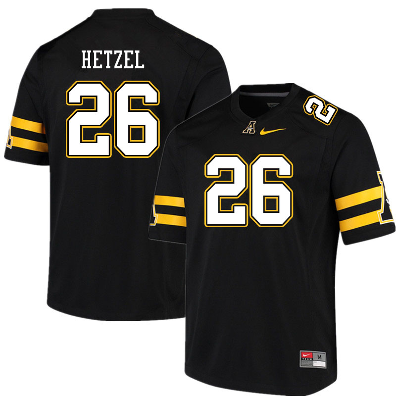 Men #26 Michael Hetzel Appalachian State Mountaineers College Football Jerseys Sale-Black